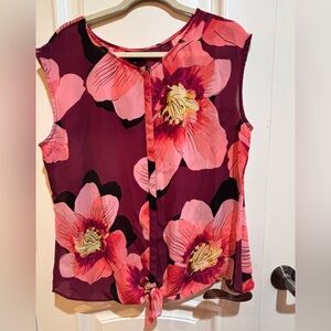 Worthington Pink and Purple Floral Blouse